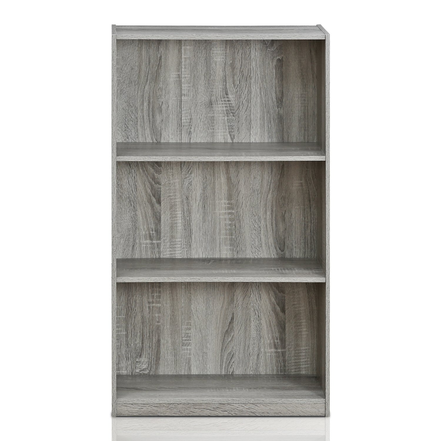 Furinno Basic 3-Tier Bookcase + 2 End Tables ‚Äì Storage Shelving Unit and Nightstands in French Oak Grey