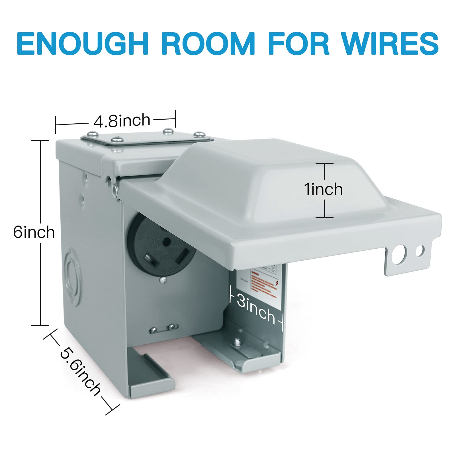 30 Amp 125 Volt RV Power Outlet Box, Enclosed Lockable Weatherproof NEMA TT-30R Outdoor Electrical Receptacle Panel, 30 Amp RV Receptacle for RV Camper Travel Trailer Motorhome Electric Car Generator