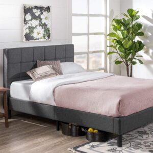 Zinus Lottie Upholstered Platform Grey Bed Frame | Model | Full & 12 Inch Green Tea Memory Foam Mattress/CertiPUR-US Certified/Bed-in-a-Box/Pressure Relieving, Full