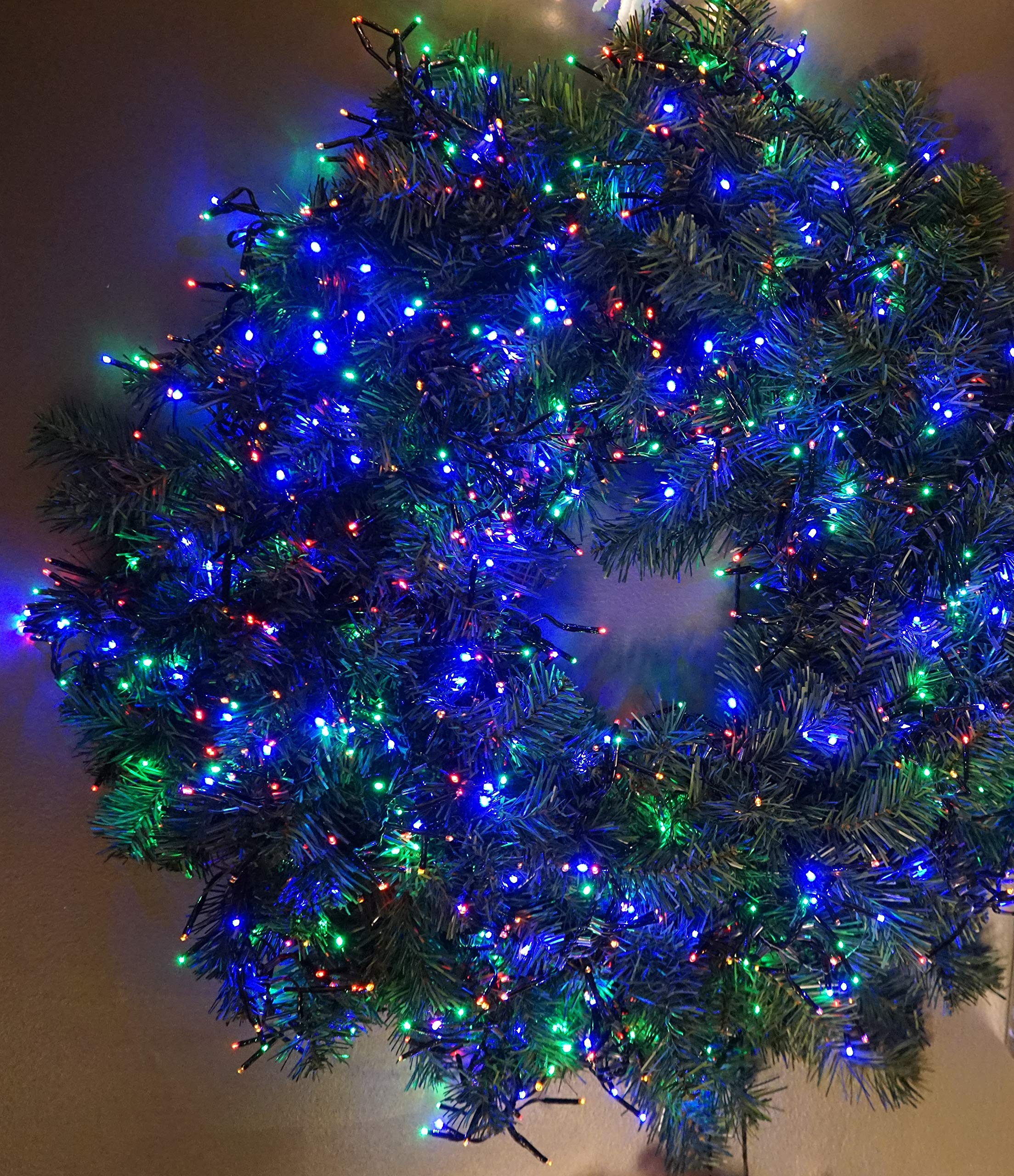 LED Twinkle Cluster Lights 52.5Ft Multi w/Green Strand Connect End to End Indoor Outdoor