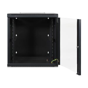 Aeons 12U Signature Double Section Wall Mount 19-inch Networking IT Cabinet Enclosure Hinged Swing Out 24-inch Depth Glass Door (Fully Assembled)