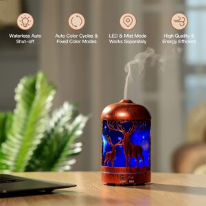 Kids Diffusers for Essential Oils - Cute Deer Essential Oil Diffusers, 150ML Metal Aromatherapy Diffuser Humidifier with Auto Shut-Off Protection,7 Colors Changed Night Light Gift Ideas for Christmas