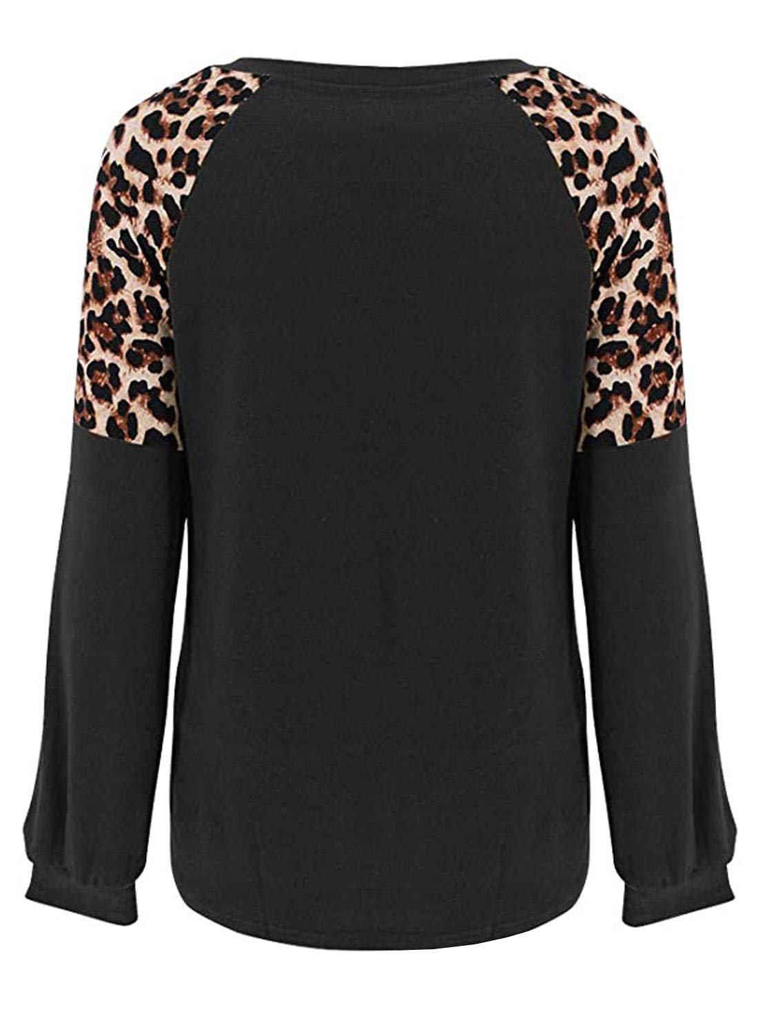 Black Leopard Print Tunic Tops for Women 2023 Fall Trendy Long Sleeve Shirts Plus Size Dressy Casual Animal Cheetah Crewneck Sweatshirts Fashion Outfits Clothes 2X XXL