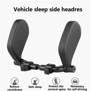 Car Headrest Pillow 180 Degree Adjustable Both SidesCar Seat Headrest Pillow for Kids Adults Elders Travel Sleep Neck+Black