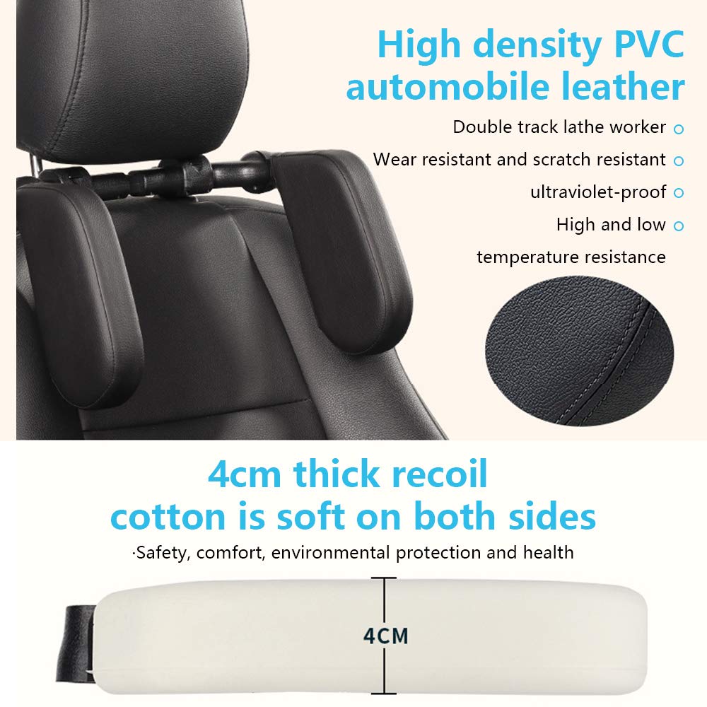 Car Headrest Pillow 180 Degree Adjustable Both SidesCar Seat Headrest Pillow for Kids Adults Elders Travel Sleep Neck+Black