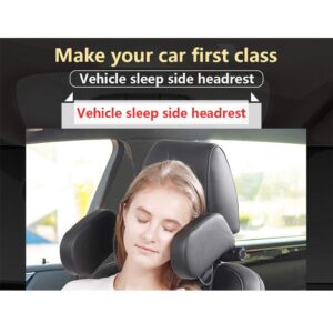 Car Headrest Pillow 180 Degree Adjustable Both SidesCar Seat Headrest Pillow for Kids Adults Elders Travel Sleep Neck+Black