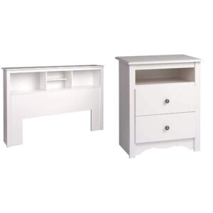 prepac stylish full/queen headboard with 3 compartments monterey 2 drawer nightstand