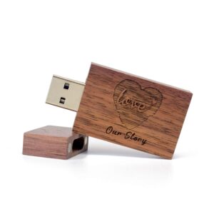 32GB Wedding USB Flash Drive with Matching Walnut Box - USB 2.0 Memory Stick Engraved Our Story Design, Personalized Gifts for Photography/Family/Friends/Couple