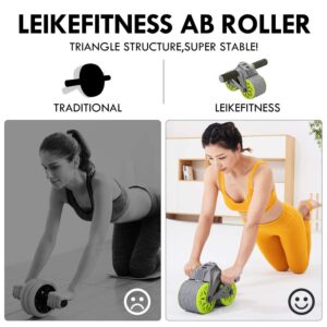 leikefitness Folding Exercise Bike 2200(BLUE) and Ab Wheel Roller with Intelligent Display 1301 Bundle