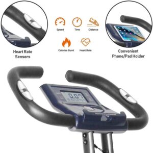 leikefitness Folding Exercise Bike 2200(BLUE) and Ab Wheel Roller with Intelligent Display 1301 Bundle