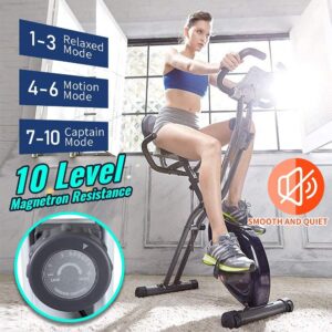 leikefitness Folding Exercise Bike 2200(BLUE) and Ab Wheel Roller with Intelligent Display 1301 Bundle