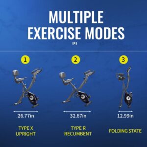 leikefitness Folding Exercise Bike 2200(BLUE) and Ab Wheel Roller with Intelligent Display 1301 Bundle