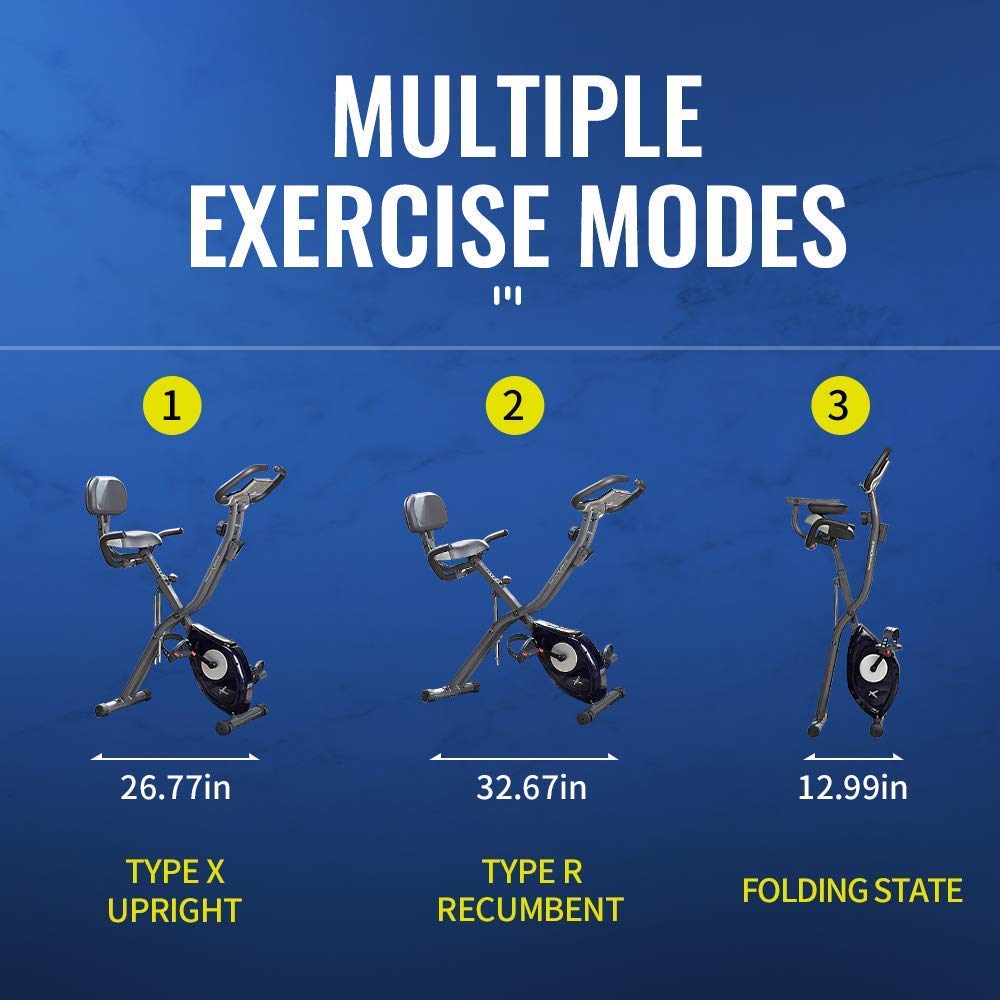 leikefitness Folding Exercise Bike 2200(BLUE) and Ab Wheel Roller with Intelligent Display 1301 Bundle