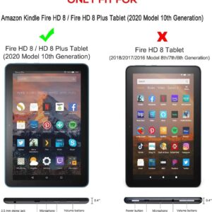 Amazon Fire HD 8 Case 2020 with Screen Protector Pen Holder | Herize Kindle Fire HD 8/HD 8 Plus Case Kids | Three-Layer Shockproof Protective Cover W/Stand Hand Strap for Fire HD 8 10th Generation