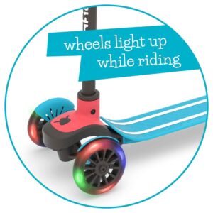 Chillafish Scotti Glow 3-Wheel Lean-to-Steer Scooter with Light-up Wheels, twintip Antislip Deck and Integrated Brake, Adjustable Height Handlebars, Comfy handgrips, for All Ages 3 and up, Blue