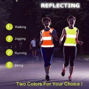 QXGTOB Reflective Running Vest Gear with Large,Zippered Pocket, Adjustable Waist, Light & Comfy satety Vest for Walking, Cycling, Jogging, 360° High Visible Safety Gear for Women and Men Yellow XL