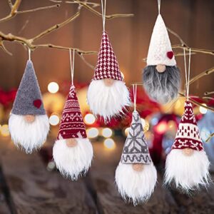 myh deco 6 pack gnome plush christmas gnome decorations ornaments set - xmas gnome plush scandinavian santa beard ornaments for christmas tree home decor (8 inch)