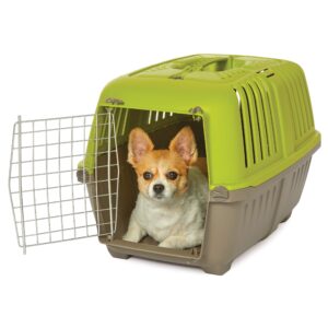 midwest homes for pets spree travel pet carrier, dog carrier features easy assembly and not the tedious nut & bolt assembly of competitors, green, 24-inch small dog breeds (1424spg)