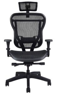 oak hollow furniture aloria series office chair ergonomic executive computer chair mesh seat and backrest, adjustable and comfortable, lumbar support swivel and tilt (headrest, black)