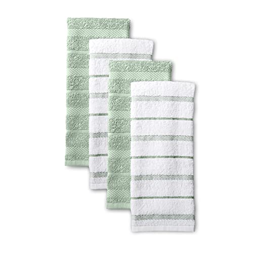 KitchenAid Albany Kitchen Towel 4-Pack Set, Pistachio/White, 16"x26"