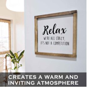 MAINEVENT Relax were All Crazy Its Not A Competition Sign 12x12 Inch, Wall Signs Decor, Farmhouse Mantle Decor, Funny Signs Decor, were All Crazy Sign, Crazy Wall Art