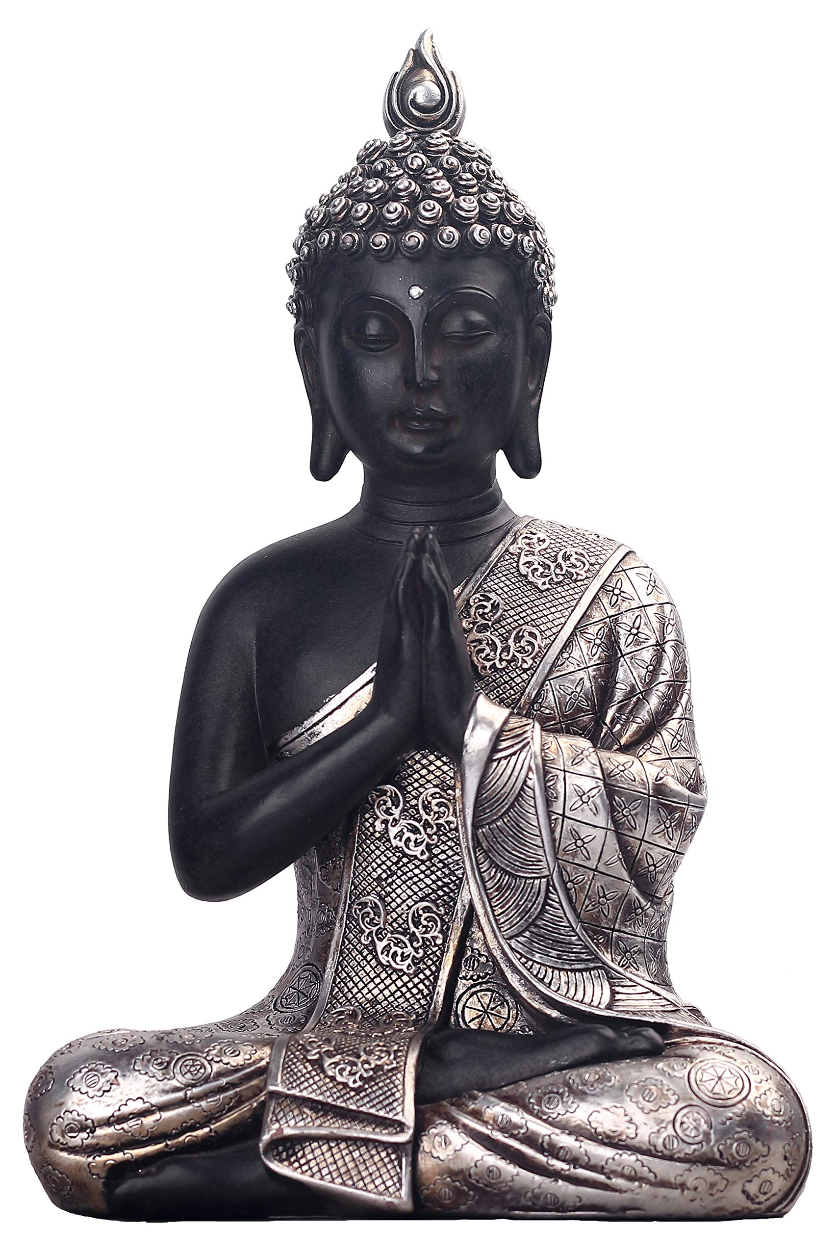 JORAE Seated Buddha Statue Buddhism Thai Meditating Home and Garden Decorative Sculpture Praying Collectibles Figurines, 9.5 Inches, Polyresin