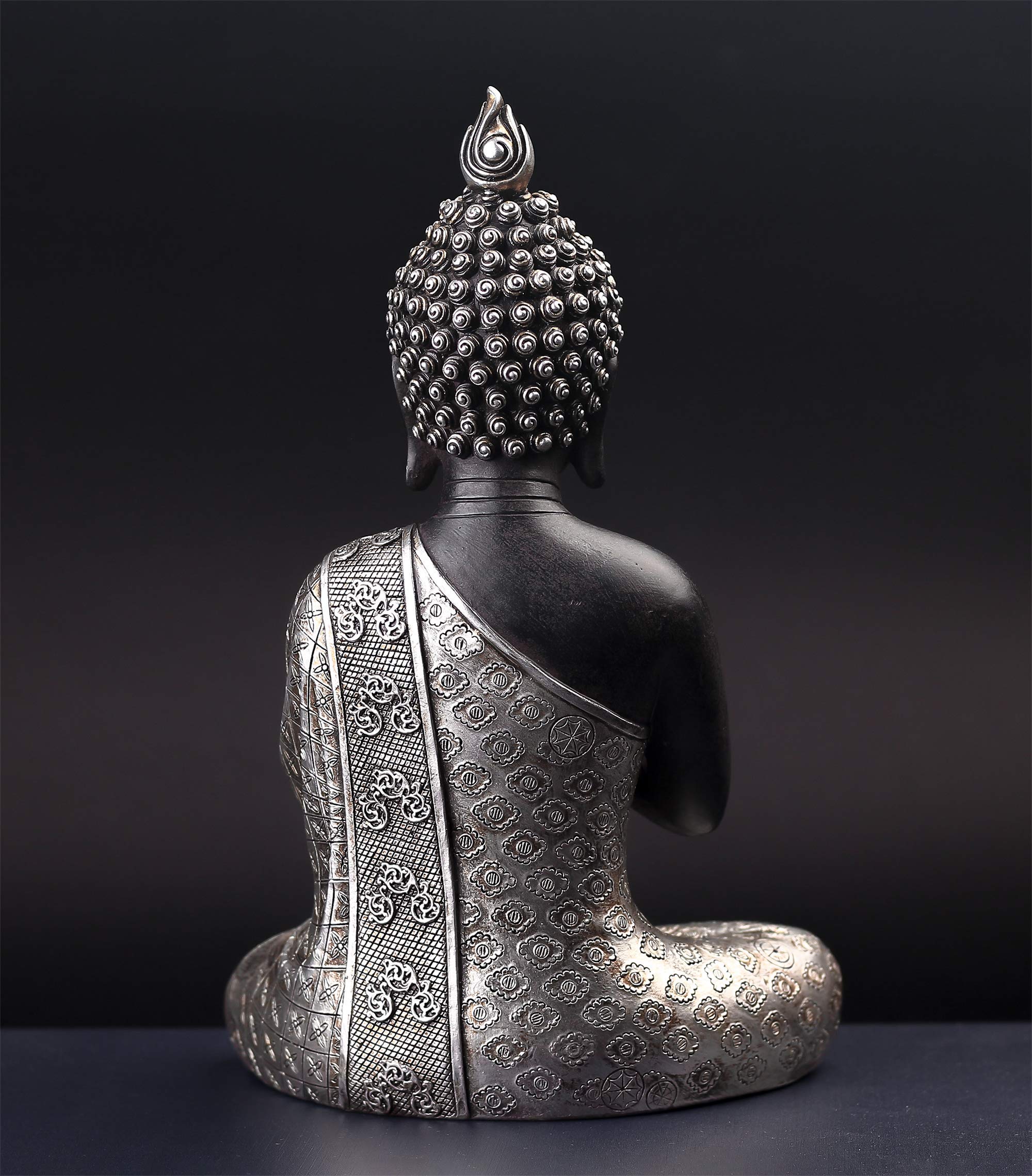 JORAE Seated Buddha Statue Buddhism Thai Meditating Home and Garden Decorative Sculpture Praying Collectibles Figurines, 9.5 Inches, Polyresin