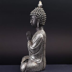 JORAE Seated Buddha Statue Buddhism Thai Meditating Home and Garden Decorative Sculpture Praying Collectibles Figurines, 9.5 Inches, Polyresin