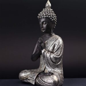 JORAE Seated Buddha Statue Buddhism Thai Meditating Home and Garden Decorative Sculpture Praying Collectibles Figurines, 9.5 Inches, Polyresin