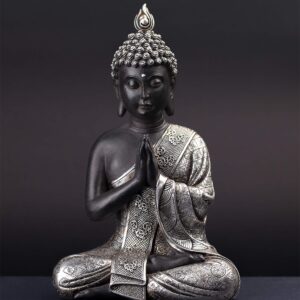 JORAE Seated Buddha Statue Buddhism Thai Meditating Home and Garden Decorative Sculpture Praying Collectibles Figurines, 9.5 Inches, Polyresin