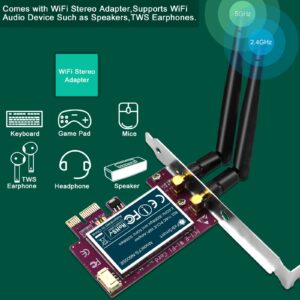 FebSmart Wireless N 600Mbps Dual Band PCIE WiFi Adapter for Windows 11, 10, 8.x, 7, XP (32/64bit) and Windows Server Desktop PCs, 2.4GHz 300Mbps or 5GHz 300Mbps PCIE WiFi Card (FS-N600BT)