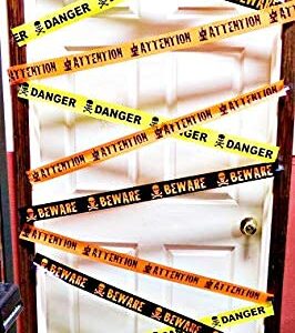 Needzo Halloween Door Decorations, Decorative Caution Tape That Reads Danger Beware Attention, 30 Ft