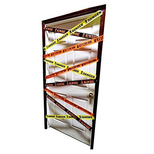 Needzo Halloween Door Decorations, Decorative Caution Tape That Reads Danger Beware Attention, 30 Ft