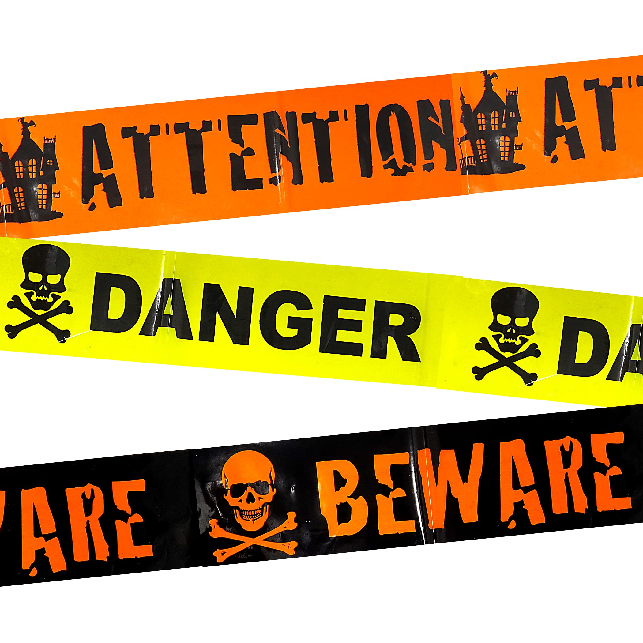 Needzo Halloween Door Decorations, Decorative Caution Tape That Reads Danger Beware Attention, 30 Ft