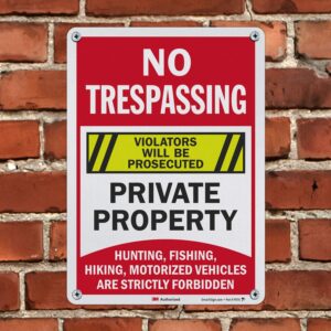 SmartSign “No Trespassing Private Property - Hunting, Fishing, Hiking, Motorized Vehicles Are Forbidden” Sign | 10" x 14" 3M Engineer Grade Reflective Aluminum