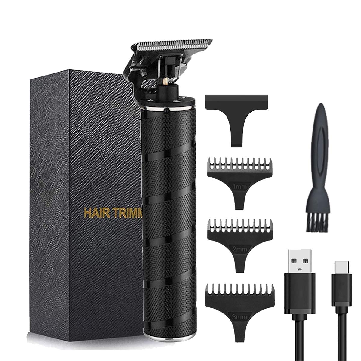 GOMINYUF USB Rechargeable Professional Hair Clipper,Hair Trimmer for Men,Gominyouf Cordless Beard Shaver Precision Trimmer with Metal Waterproof Body (Black)