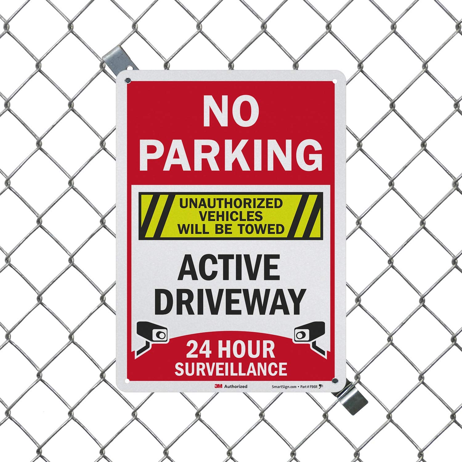 SmartSign “No Parking - Active Driveway, 24 Hour Surveillance, Unauthorized Vehicles Will Be Towed” Sign | 10" x 14" 3M Engineer Grade Reflective Aluminum