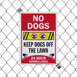 SmartSign “No Dogs - Keep Dogs Off The Lawn, 24 Hour Surveillance” Sign | 10" x 14" 3M Engineer Grade Reflective Aluminum