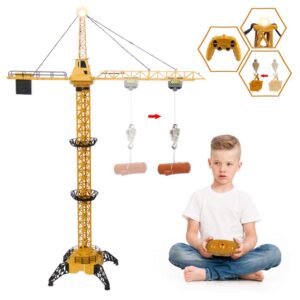 mini tudou rc crane toy,50.4 inch tall 2.4ghz remote control robotic excavator,educational construction vehicles toy for ages 6,7,8,9 boys or girls
