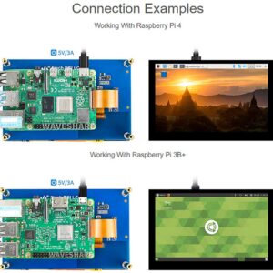 waveshare Compatible with Raspberry Pi Touchscreen 5inch DSI LCD Touch Screen 800×480 Resolution TFT LCD Display Monitor for Raspberry Pi Model 4B/3B+/3A+/3B/2B/B+/A+,CM3/3+