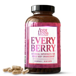 andi lynn’s everyberry vegan superfruit vitamins, minerals & antioxidants herbal supplement, immune support booster, mental & body enhancement - 60 caps