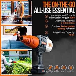 SuperHandy Electrostatic ULV Fogger Cordless Handheld, Garden Mist Sprayer Machine w/20V Battery, 45 Oz Capacity - for Lawn-Care, Hydroponics, Sanitizing