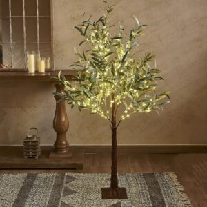 hairui lighted olive tree plug-in 4ft 160 warm white led artificial greenery tree with lights for wedding christmas holiday home decoration