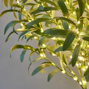 Hairui Lighted Olive Tree Plug-in 4FT 160 Warm White LED Artificial Greenery Tree with Lights for Wedding Christmas Holiday Home Decoration