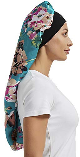 Wbfwbb 2 Pcs Silk Bonnet for Women Satin, Soft Elastic Band Silky Sleeping Cap Big Bonnets for Braids