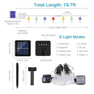 suddus 2 Pack 30 LED Solar String Lights Outdoor Waterproof, Water Drop Solar Lights with 8 Modes, Solar Party Lights Outdoor