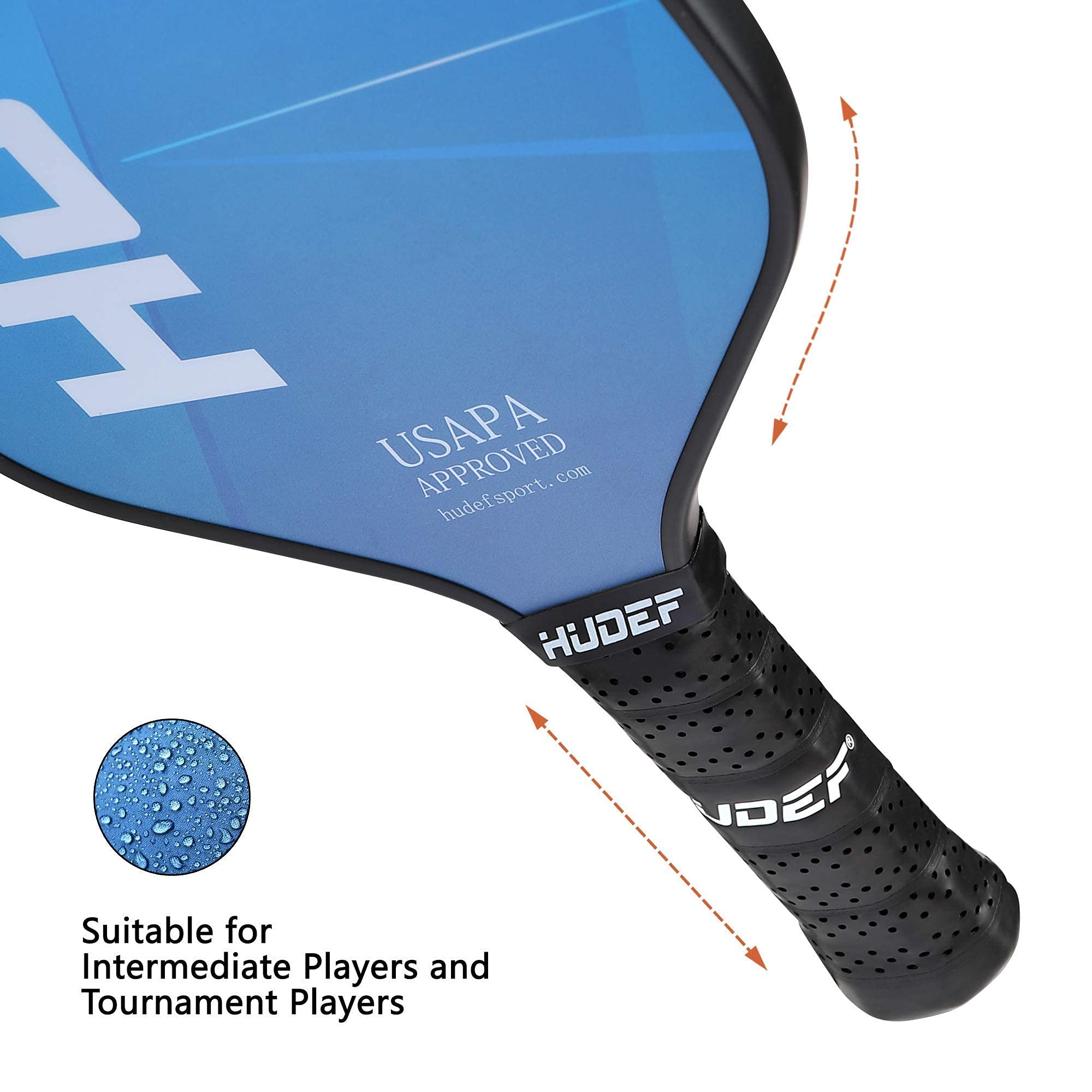 HUDEF HB 2.0 Purple+ Blue Pickleball Paddles, Lightweight Graphite Carbon Fiber Face Racquet Rackets Elongated Racket,Honeycomb Core,Cushion Comfort Grip USAPA Approved