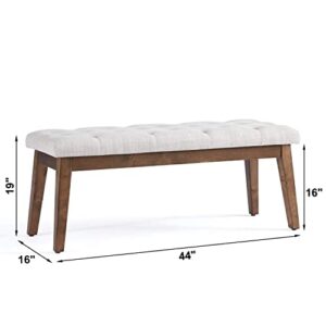 HUIMO Bedroom Bench End of Bed, Upholstered Dining Bench for Kitchen, Button-Tufted Entry Bench, Fabric Ottoman Bench for Living Room, Entryway,Beige