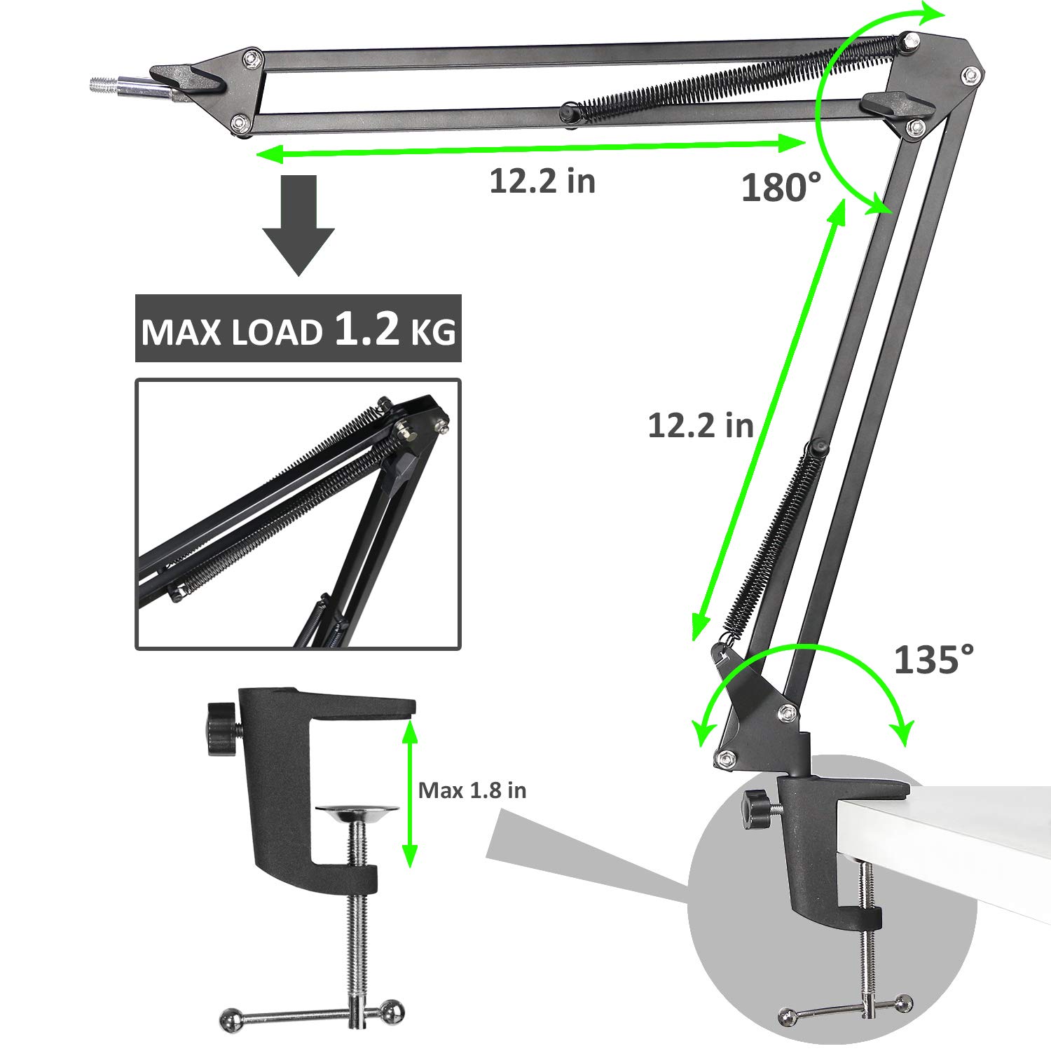 K678 Mic Stand with Pop Filter - Microphone Boom Arm Stand with Foam Windscreen for Fifine K678 USB Podcast Microphone by YOUSHARES