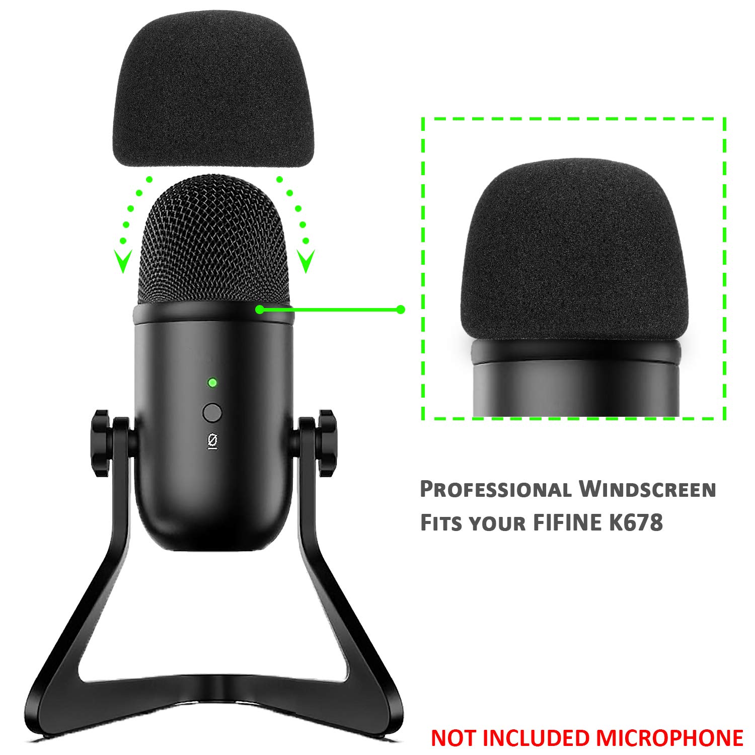 K678 Mic Stand with Pop Filter - Microphone Boom Arm Stand with Foam Windscreen for Fifine K678 USB Podcast Microphone by YOUSHARES